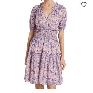 RAILS Fiorella Cotton Ikat-Inspired Minidress, Lilac, size Large, NWOT display